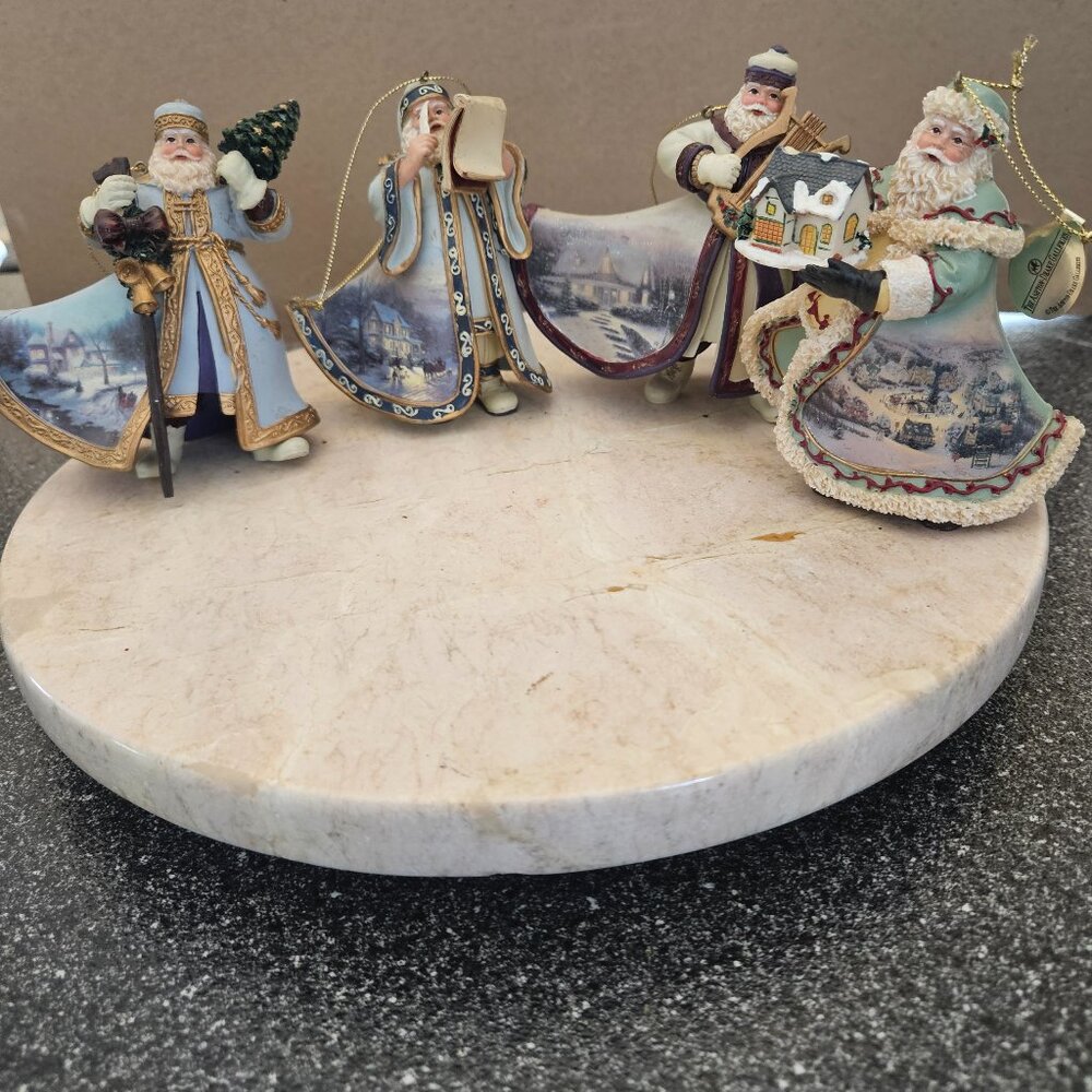 Thomas Kinkade set of four (4) Santa ornaments